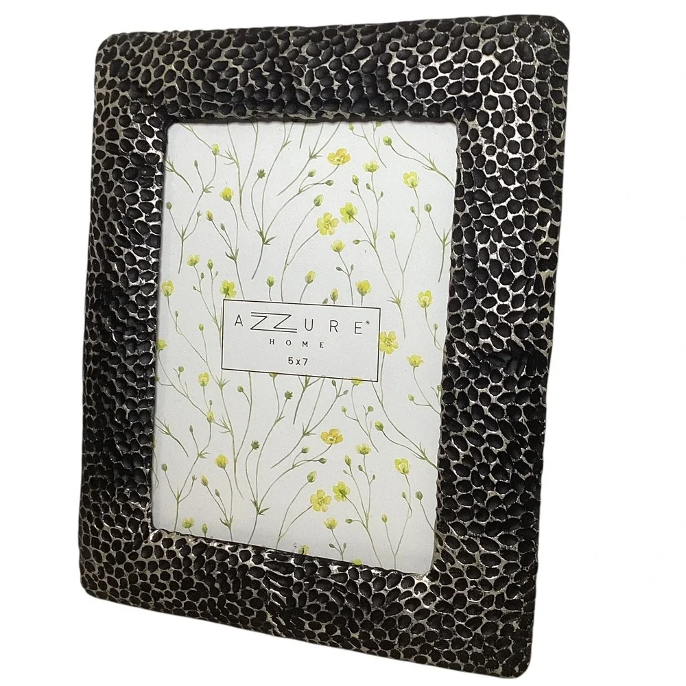 Azzure Home 5x7 Hammered Texture Metallic Pewter Picture Photo Frame